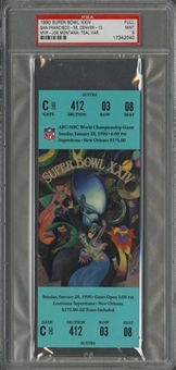 1990 Original Super Bowl XXIV Full Ticket - Teal Variation - 49ers vs. Broncos (PSA/DNA MINT 9)